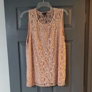 Adrianna Papell Warm Blush Lace Blouse